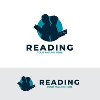 crianças ler logotipo projeto, adequado para ilustrando alfabetização conceitos ou coisas relacionado para Educação vetor