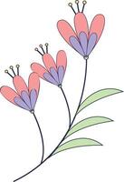 mão desenhado floral botânico ramo. com plano Projeto. isolado ilustração. vetor