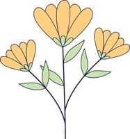 mão desenhado floral botânico ramo. com plano Projeto. isolado ilustração. vetor