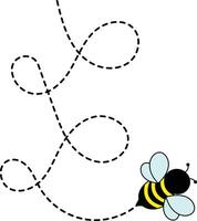 abelha vôo em pontilhado caminho. isolado ilustração em uma branco fundo vetor
