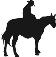 vaqueiro silhueta com cavalo e corda. ilustração Projeto. vetor
