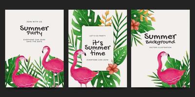 conjunto do tropical verão cartão ou poster vetor