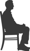 silhueta homem sentado dentro a cadeira Preto cor só vetor