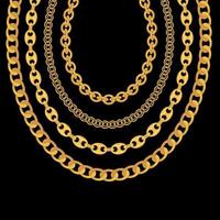 joias de corrente de ouro sobre fundo preto. ilustração vetorial