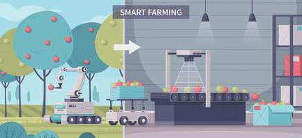 composição de desenho animado de agricultura inteligente vetor