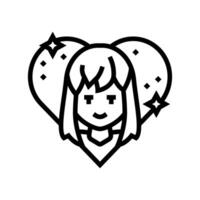 waifu otaku linha ícone ilustração vetor