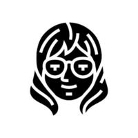 otaku mulher avatar glifo ícone ilustração vetor