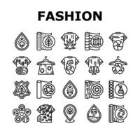 sustentável moda têxtil eco ícones conjunto vetor