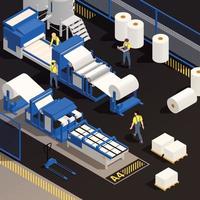 composição colorida isométrica de produção de papel vetor