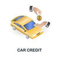 carro crédito ícone. 3d ilustração a partir de bancário coleção. criativo carro crédito 3d ícone para rede projeto, modelos, infográficos e Mais vetor