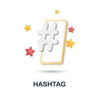 hashtag ícone. 3d ilustração a partir de blogueiro coleção. criativo hashtag 3d ícone para rede projeto, modelos, infográficos e Mais vetor