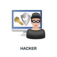 hacker ícone. 3d ilustração a partir de crime coleção. criativo hacker 3d ícone para rede projeto, modelos, infográficos e Mais vetor