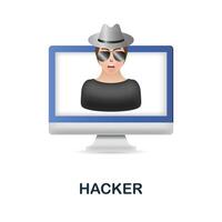 hacker ícone. 3d ilustração a partir de cibercrime coleção. criativo hacker 3d ícone para rede projeto, modelos, infográficos e Mais vetor