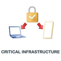 crítico a infraestrutura ícone. 3d ilustração a partir de cibercrime coleção. criativo crítico a infraestrutura 3d ícone para rede projeto, modelos, infográficos e Mais vetor