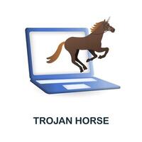 trojan cavalo ícone. 3d ilustração a partir de cibercrime coleção. criativo trojan cavalo 3d ícone para rede projeto, modelos, infográficos e Mais vetor