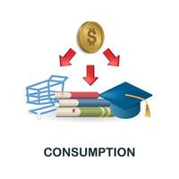 consumo ícone. 3d ilustração a partir de econômico coleção. criativo consumo 3d ícone para rede projeto, modelos, infográficos e Mais vetor