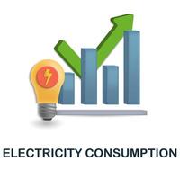 eletricidade consumo ícone. 3d ilustração a partir de ecologia e energia coleção. criativo eletricidade consumo 3d ícone para rede projeto, modelos, infográficos e Mais vetor