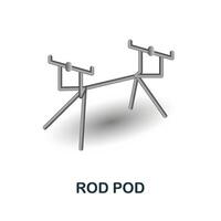 Cajado pod ícone. 3d ilustração a partir de pescaria coleção. criativo Cajado pod 3d ícone para rede projeto, modelos, infográficos e Mais vetor