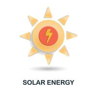 solar energia ícone. 3d ilustração a partir de global aquecimento coleção. criativo solar energia 3d ícone para rede projeto, modelos, infográficos e Mais vetor