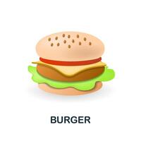 hamburguer ícone. 3d ilustração a partir de velozes Comida coleção. criativo hamburguer 3d ícone para rede projeto, modelos, infográficos e Mais vetor