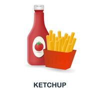 ketchup ícone. 3d ilustração a partir de velozes Comida coleção. criativo ketchup 3d ícone para rede projeto, modelos, infográficos e Mais vetor