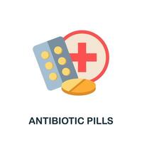 antibiótico pílulas plano ícone. colori placa a partir de antibiótico resistência coleção. criativo antibiótico pílulas ícone ilustração para rede projeto, infográficos e Mais vetor