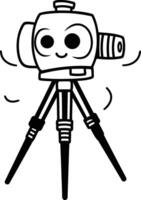 ilustração do uma fofa desenho animado robô com uma Câmera em uma tripé. vetor