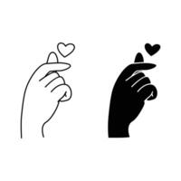 amor gesto mão Projeto. coração ícone, placa e símbolo. vetor