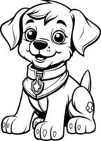 fofa cachorro - Preto e branco desenho animado ilustração. vetor