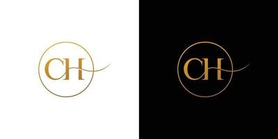 design elegante e luxuoso do logotipo ch initials vetor