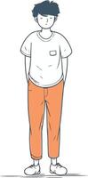 ilustração do uma jovem homem em pé dentro casual roupas. desenho animado estilo. vetor