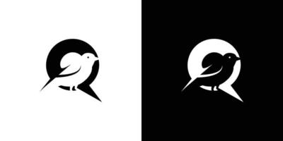 letra simples e atraente q design do logotipo inicial do pássaro vetor