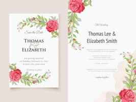 elegante design floral de convite de casamento vetor