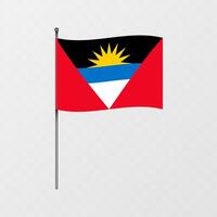 Antígua e barbuda nacional bandeira em mastro. ilustração. vetor