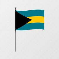 bahamas nacional bandeira em mastro. ilustração. vetor