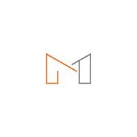 o logotipo inicial da letra m em combinação com o número 1 é moderno e minimalista vetor