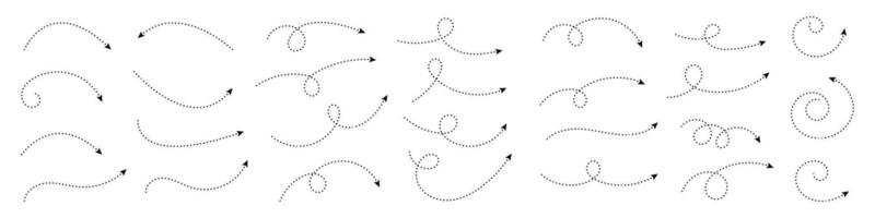 curvado pontilhado seta. ziguezague seta listras Projeto com pontilhado linhas. vetor