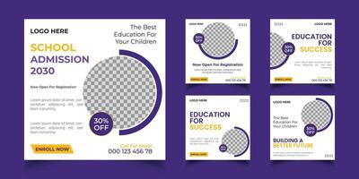 escola admissão crianças social meios de comunicação postar modelo vetor