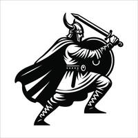 viking Guerreiro ilustração dentro Preto e branco vetor