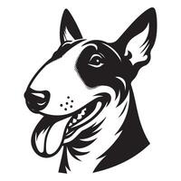 uma brincalhão touro terrier cachorro face ilustração dentro Preto e branco vetor