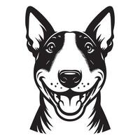 uma feliz touro terrier cachorro face ilustração dentro Preto e branco vetor