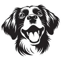 uma alegre Bretanha spaniel cachorro face ilustração dentro Preto e branco vetor