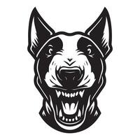 a Bravo touro terrier cachorro face ilustração dentro Preto e branco vetor