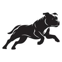 Staffordshire touro terrier correndo ilustração dentro Preto e branco vetor