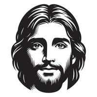 Jesus com uma concurso Veja face ilustração dentro Preto e branco vetor