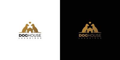 design de logotipo luxuoso e elegante de casinha de cachorro vetor