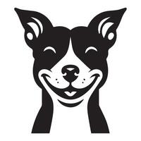 ilustração do uma alegre Staffordshire touro terrier cachorro face dentro Preto e branco vetor