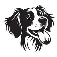 uma brincalhão Bretanha spaniel cachorro face ilustração dentro Preto e branco vetor