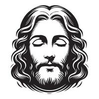 Jesus divino serenidade face ilustração dentro Preto e branco vetor