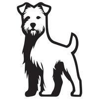 uma orgulhoso oeste terras altas branco terrier cachorro face ilustração dentro Preto e branco vetor